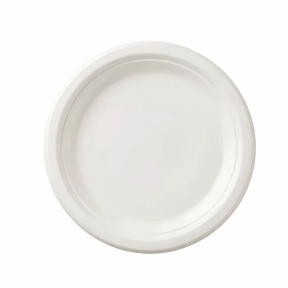 50Pcs Heat Resistant Disposable Paper Plates Eco-Friendly Round Disposable Tableware Compostable Microwavable Pulp Lunch Boxes