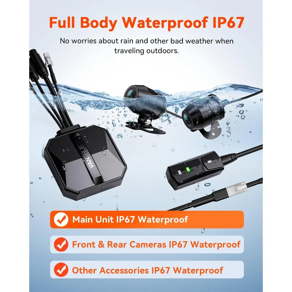 F1 Motorcycle 4K Dash Cam Front and Rear, 4K + 1080P Motorcycle Camera, Full Body IP67 Waterproof, GPS Wi-Fi,