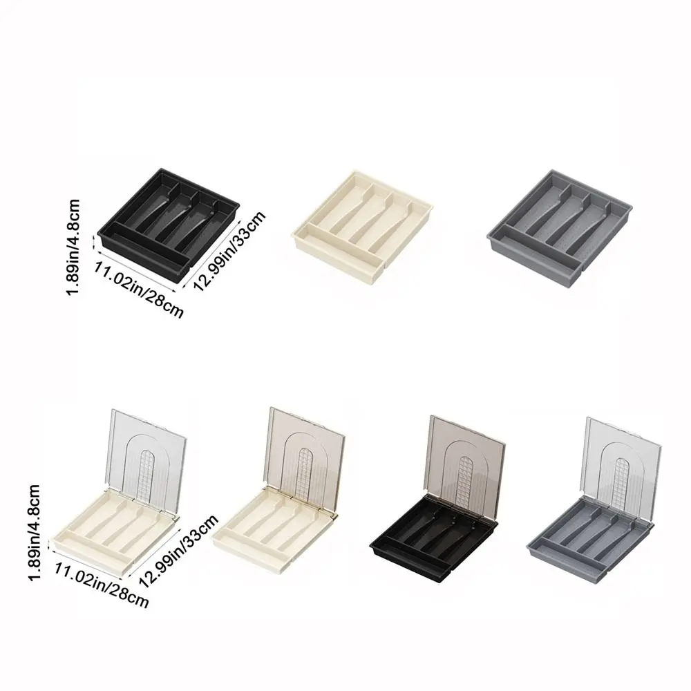 منظم أدوات المائدة البلاستيكية المكونة من 5 مقصورات وغطاء شفاف وصواني فصل أدوات المائدة المقاومة للغبار ذات سعة كبيرة