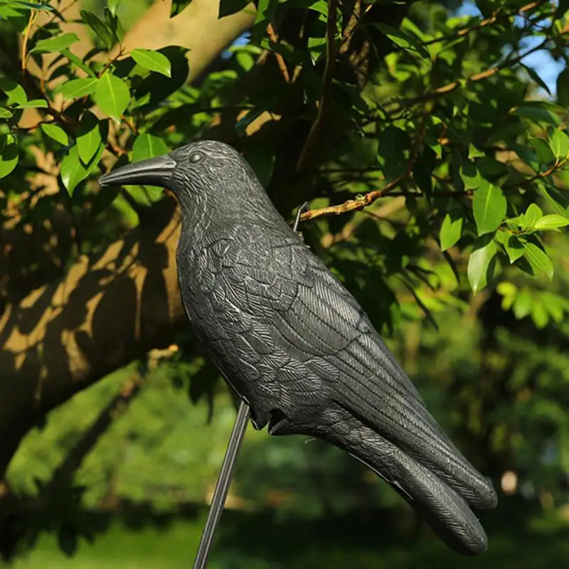 Black Plastic Waterproof Outdoor Hunting Crow Decoys Garden Bird Deter Scarecrow Mice Pest Control Garden Scarer Bird Decoy