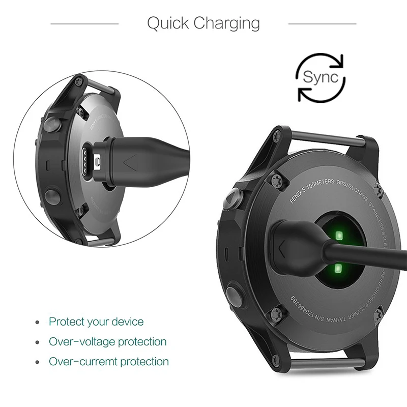 Charging Cable For Garmin Fenix 7 7S 7X 6 6S 6X 5 5S 5X Venu 2 2S USB Type C IOS Charger Adapter Watch Chargers with Dust Plug