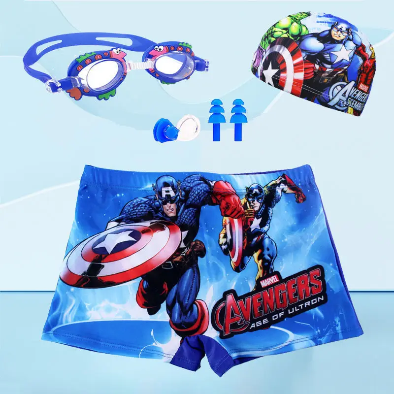 Anime Spiderman Kid Swimwear Pants Cap Set Baby Boy Swimsuit Shorts Cartoon Spider man kidsSwimming Trunks Glasses Gift