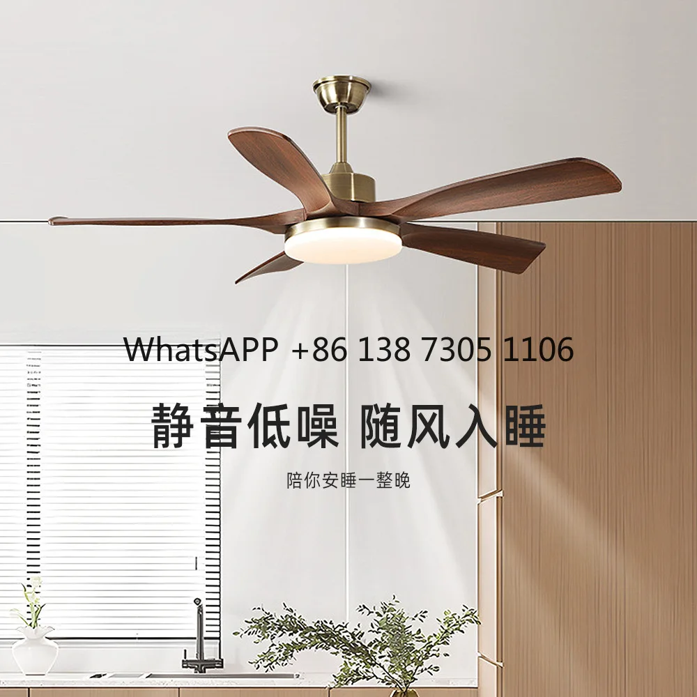 

Medieval retro dining room fan living room walnut color ceiling fan light silent bedroom light