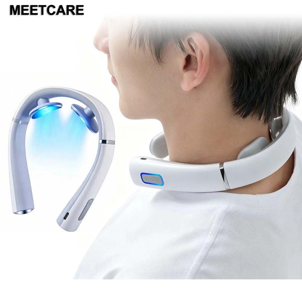Massageador de Pescoço TENS com Pulso, Massageador Doméstico Inteligente Sem Fio para Coluna Cervical e Ombro, com Aquecimento e Percussão Muscular
