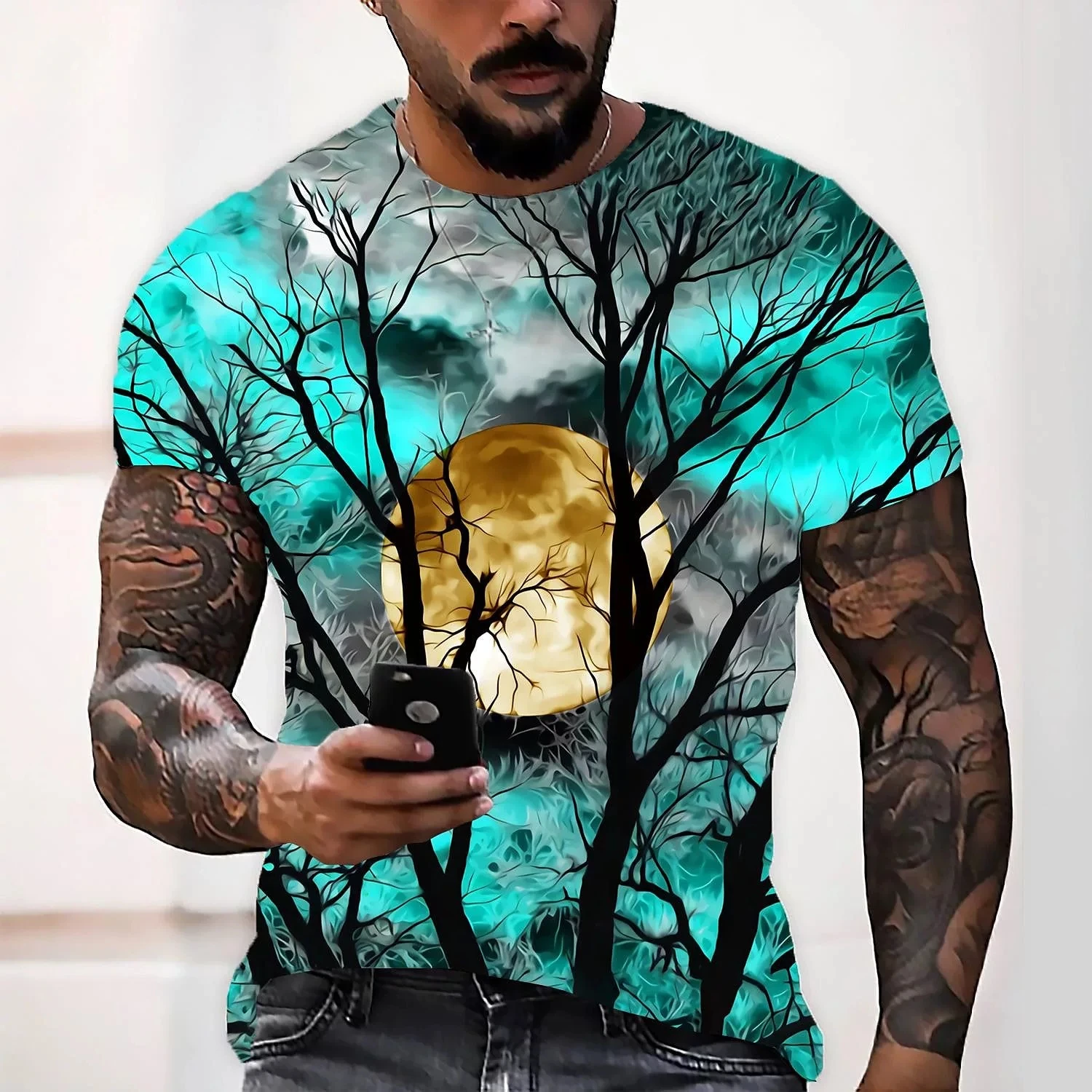 Impressão 3d lua causal roupas nova moda masculina mulher camiseta plus size S-7XL verão streetwear vintage harajuku