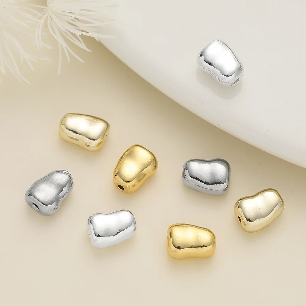 2Pcs/Pack 14/18k Gold Color Plated Irregular Shape Charms Spacer Beads for DIY Jewelry Bracelet Necklace Making Accessories