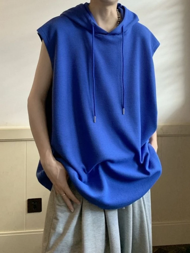 Men's White Sleeveless Tank Top Summer Loose Fit Breathable Sports Vest Y2K Streetwear Casual Oversized Gym Tee Shirt