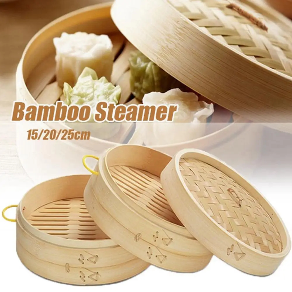 

15/20/25/30 cm Anti-scald Cooking Buns Making Fish with Handle Cookware Cage Basket Bamboo Steamer Kitchen Tool