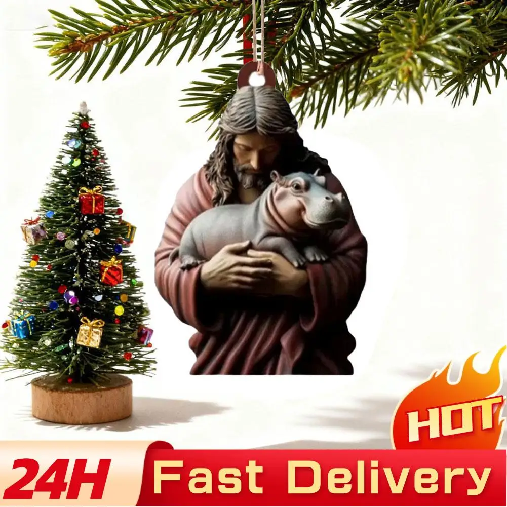 Flat Acrylic Jesus 2D Flat Acrylic Car Pendant Hanging Decor Home Mirror Car Ornament Gift Decor Rearview V4I5