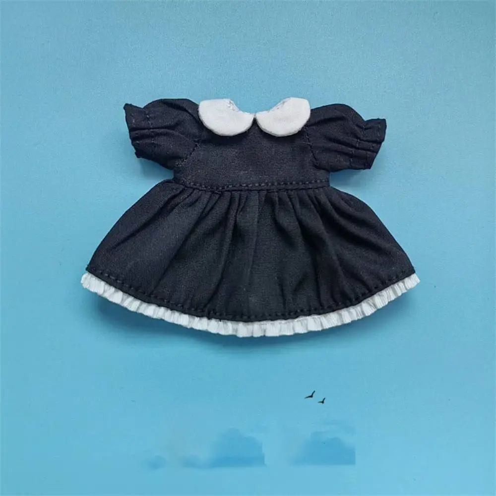 Handmade Dresses For 1/11 OB11 Dolls Outfits Puff Sleeve Dresses Doll Clothes Skirt For 1/12 BJD Doll DIY Doll Clothes Accessory