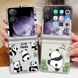 For Xiaomi Mix Flip 5G Panda Pattern Transparent Phone Case For Mi Mix Flip Shockproof Bumper Slim Hard PC Clear Folding Cover