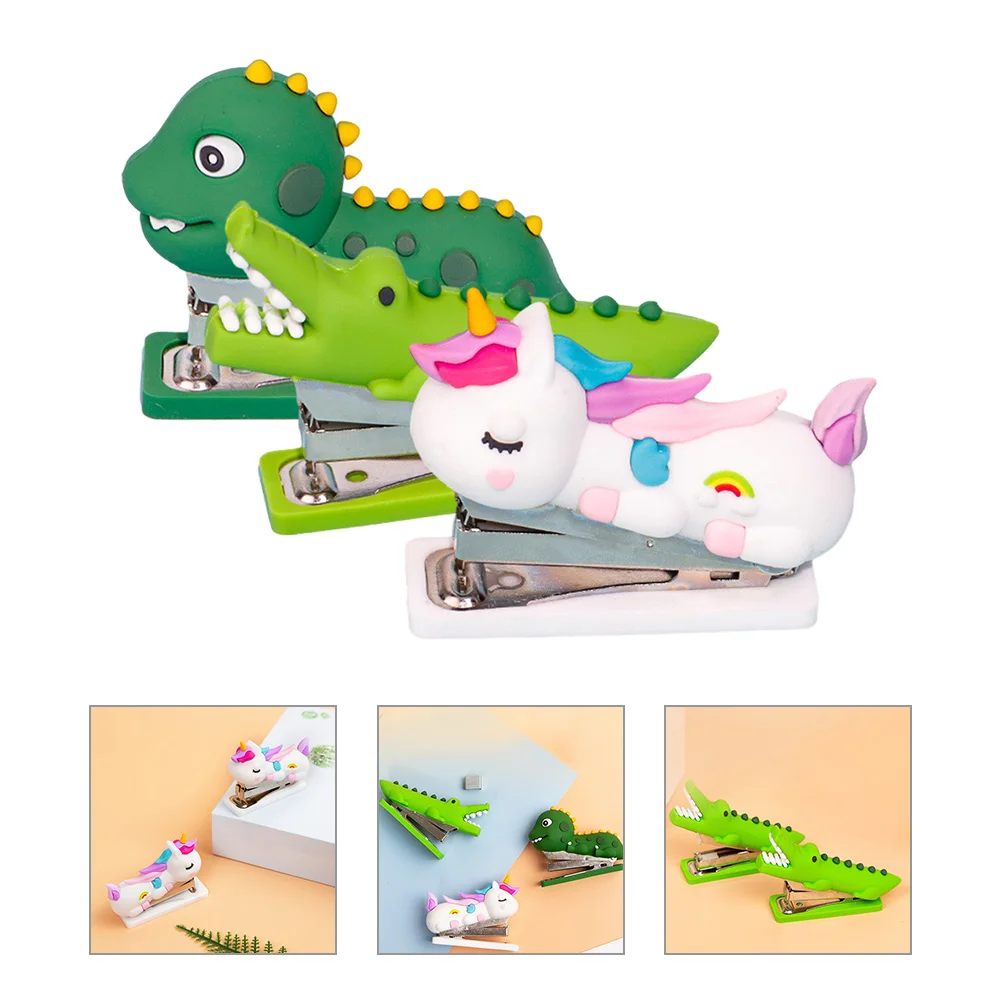 3 Pcs Stapler Office Cute Hand Reusable Stationery Decorative Aesthetic Stationary Teacher Staplers for Desk Small