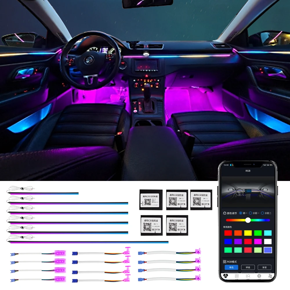 

MINZA 18In1 RGB Car Decoration Ambient Light 246 Colors Music Symphony Lights With App Control Dynamic LED Streamer Acrylic Lamp