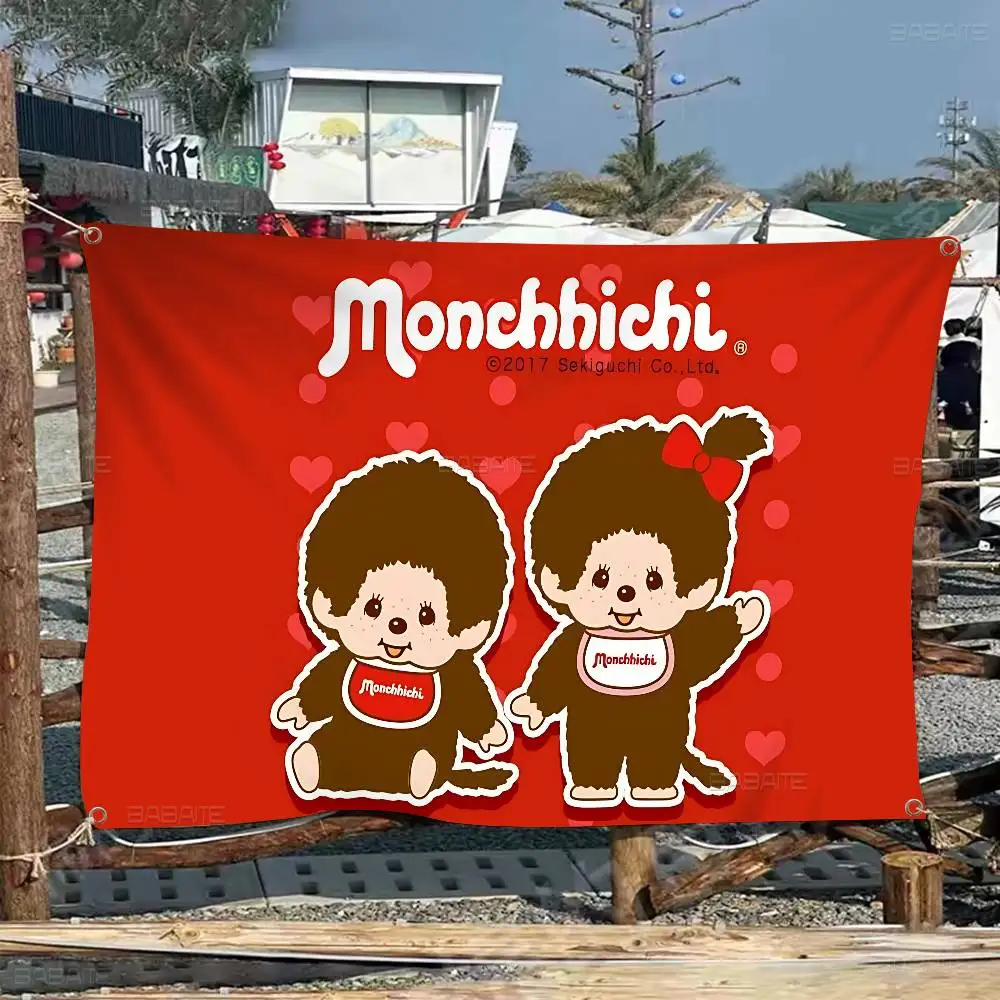 Popular Logo M-Monchhichi Cartoon Flag Art Science Fiction Room Home Decor Wall Hanging Home Decor Banner