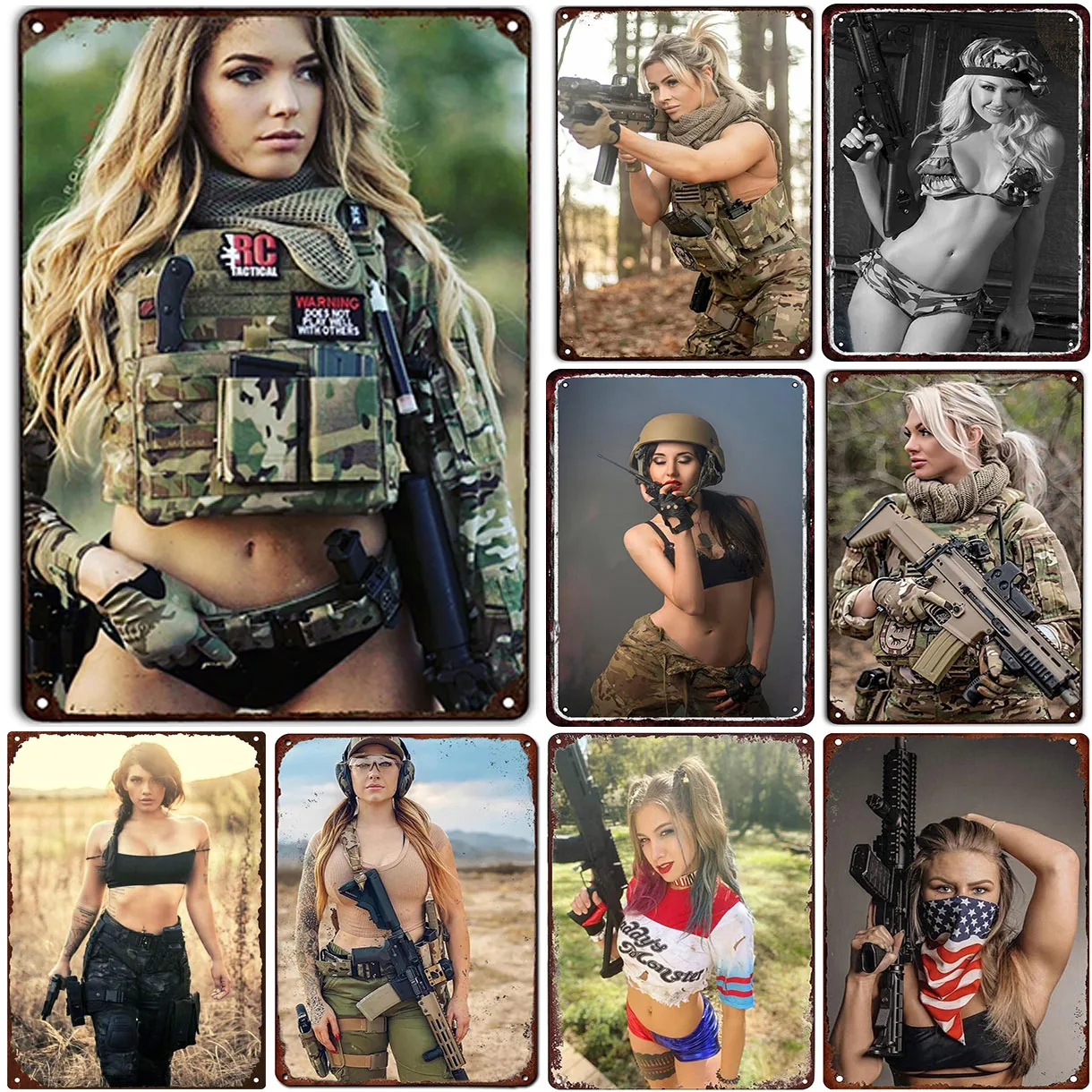 המונח WW2 German Pin-Up Girl – תיאור מפורט של תבליט מתכת ותיק למסגרת הבית, המושך את הזרם של היסטוריה ועיצוב