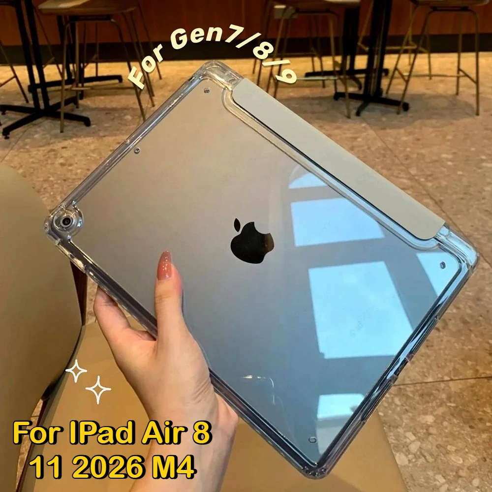 2026 Clear Pen Slot Tablet Case for IPad Air 8 M4 11 M3 12th A19 A16 11th 10th 9th 8 7 6 5 4 Gen Mini A17 M5 Pro 13 12.9 
