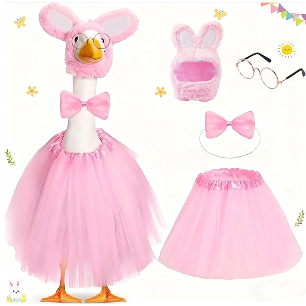 

Spring Porch Goose Costume Set Festive Outfit with Bunny Hat and Egg Bandana Fits 23 inches Geese for Outdoor Display
