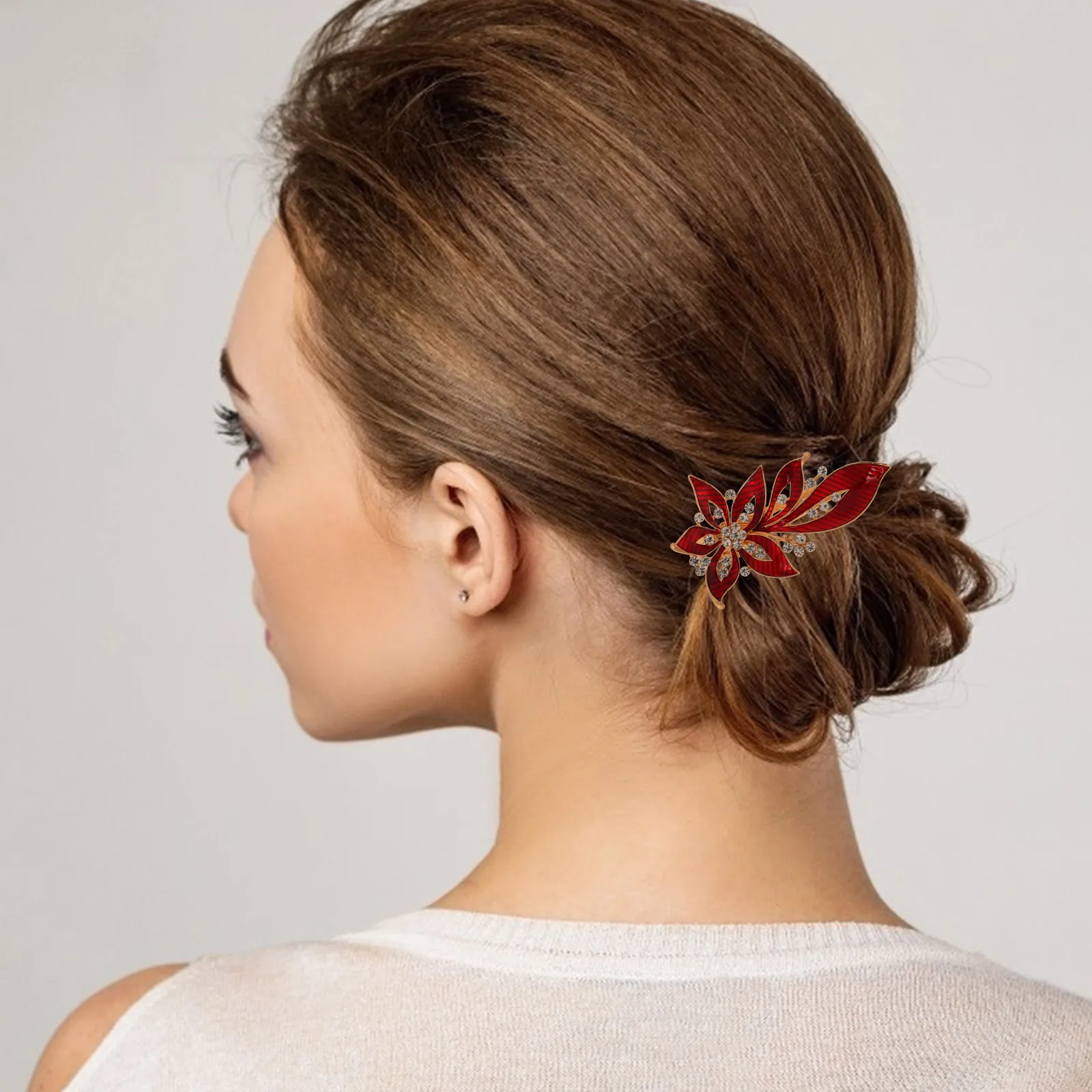 

Alloy Shape Accessories For Women Wedding For Women Party Hair Accessories Hairpin Rhinestone Hairpin Red