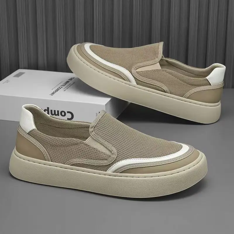 Men Slip On Loafers Breathable Mesh Casual Shoes Thick Platform Sole Lightweight Non Slip Shoes Sport Outdoor Footwear Plus Size