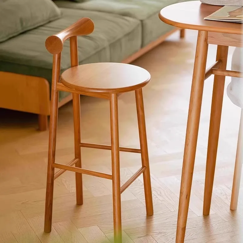 

Nordic Solid Wood Bar Stool Modern Design Restaurant Reception Bar Chair Comfortable for Long Sitting Bar Furniture Chaises FYBC