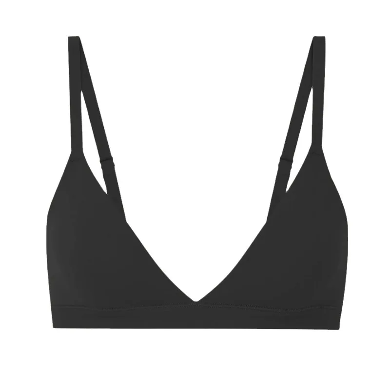 Active Underwear Deep V Plunge No Closure Wire Free One-piece Seamless Triangle Bra Top Soft Comfortable Women Lingerie