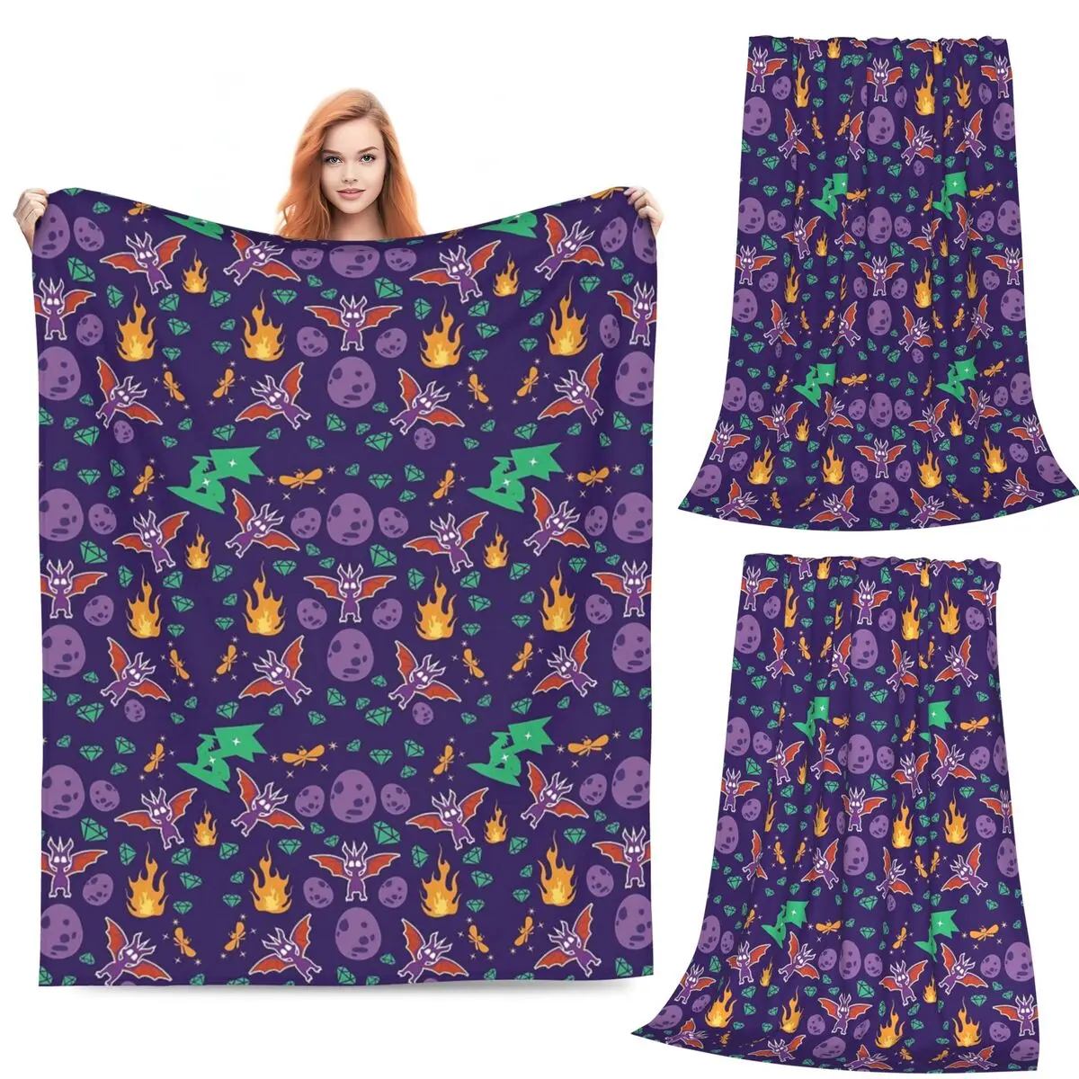 Spyro Pattern Blankets Fleece Sofa Throw Blanket Portable Throw Blankets for Couch Bedding Office Throws Bedspread Quilt