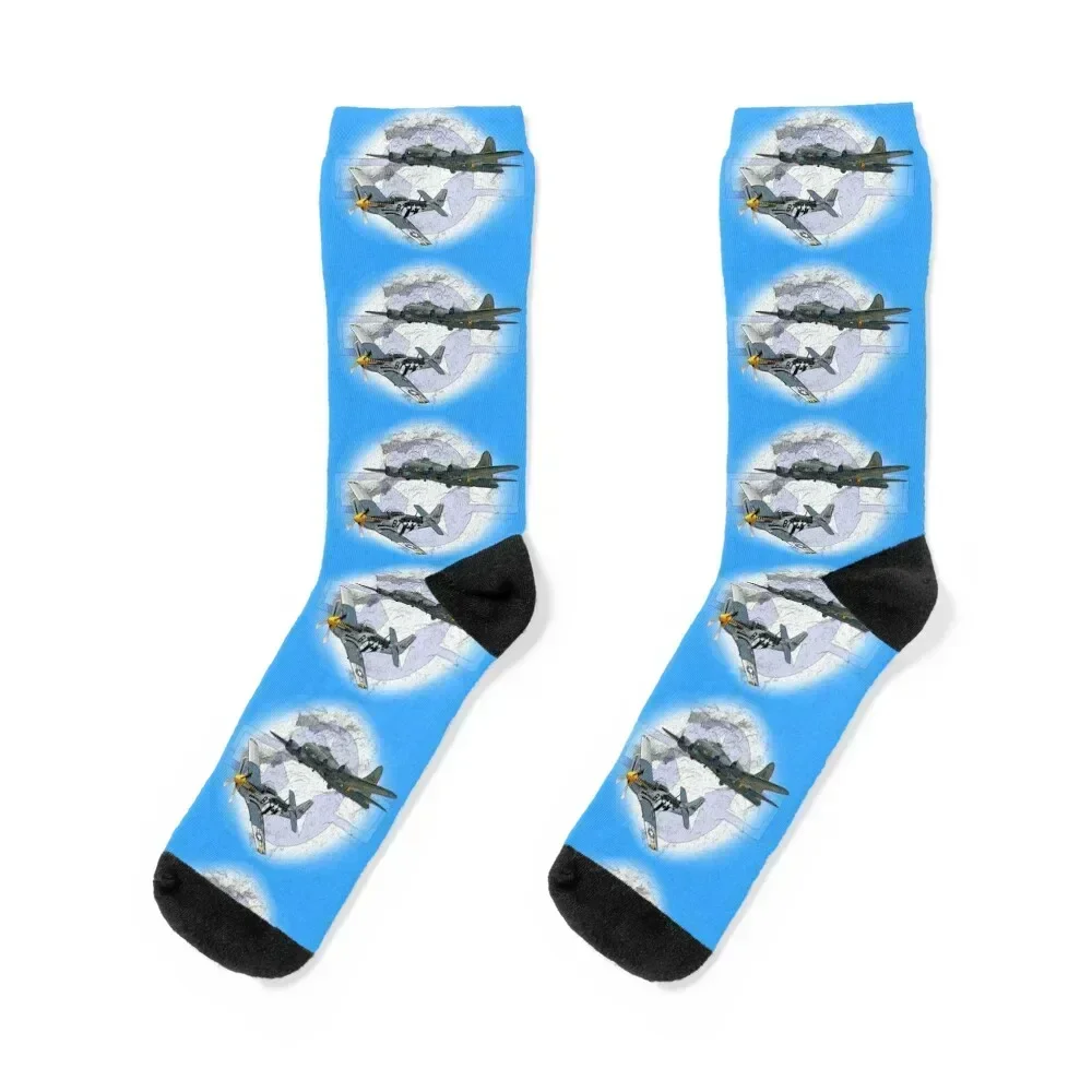 

P-51 Mustang flying escort for B17 Socks shoes happy luxury Luxury Woman Socks Men's