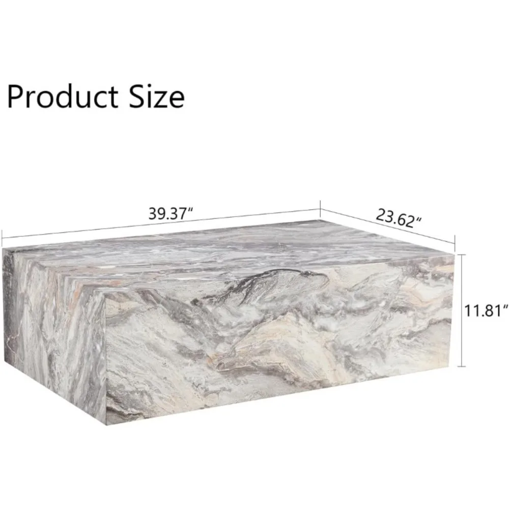 طاولة القهوة لغرفة المعيشة - تصميم حديث من الرخام الصناعي مع لمسات خشبية #2