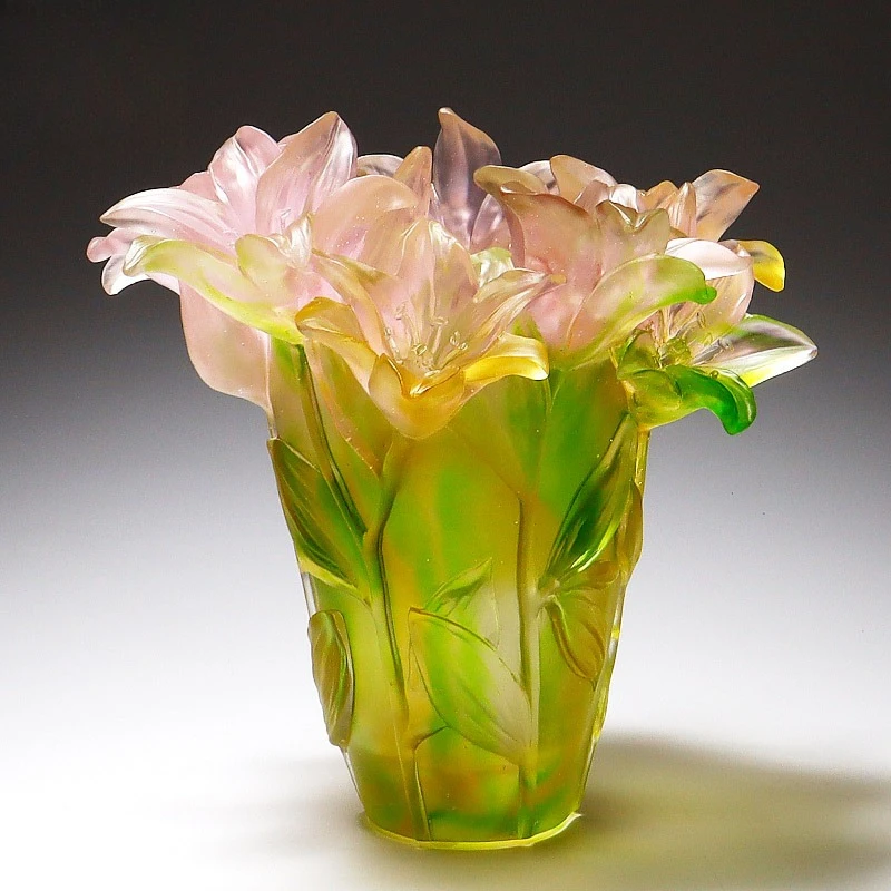 ZML Glass lily vase ornament - living room floral arrangement, entryway, dining table decoration, housewarming gift