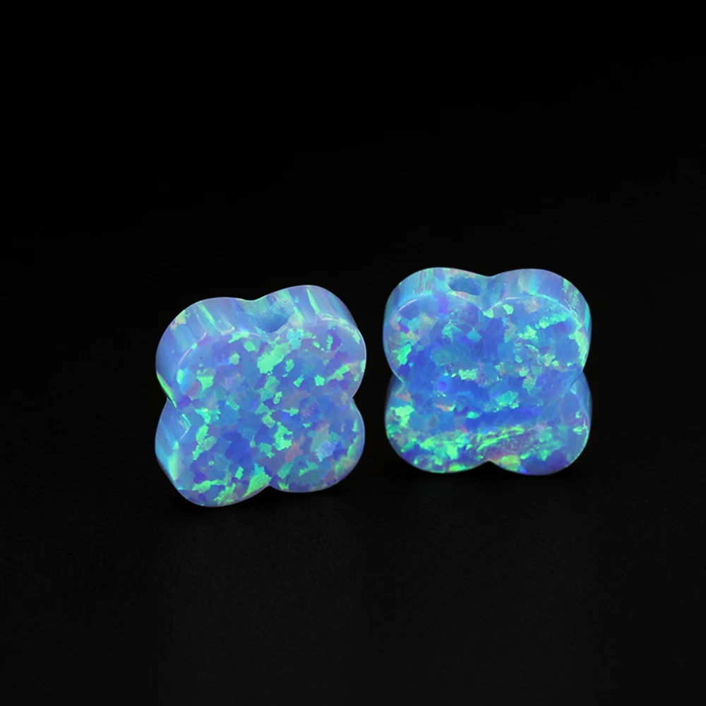 

4 Leaf Clover Beads for Jewelry Making Blue Opal Beads for Sale 6mm-12mm Double Flat