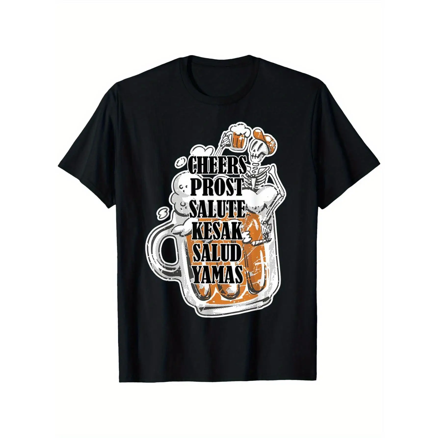 

Funny Skeleton Beer T-shirt Men Women's Cheers Prost Salute Graphic Tee International Beer Club Gift Bar Party Top