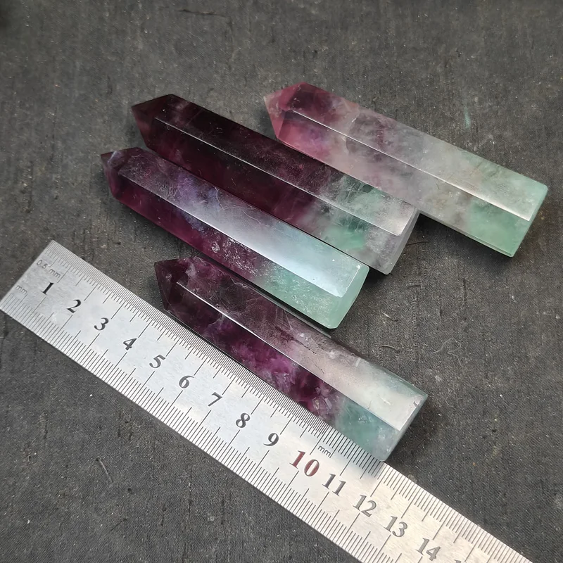 Natural Crystal Point Wand Power Tower Seven Color Fluorite For Fengshui Home Decoration Healing