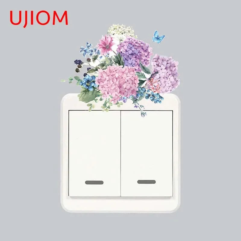 UJIOM 13cm Flowers Rural Cartoon Wall Stickers Vinyl Graphics Kids Room Window Bathroom Decal Switch Chambre Decoration