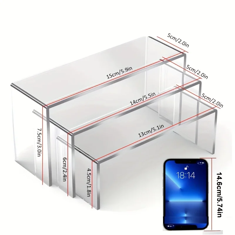 3/6 Stück U-förmiges Display-Regal, transparentes Acryl-Aufbewahrungsregal, Aufbewahrungsregal für Make-up-Figuren, Spielzeug-Aufbewahrungsregal, Aufbewahrung für Schreibtisch und Badezimmer – Detail 2