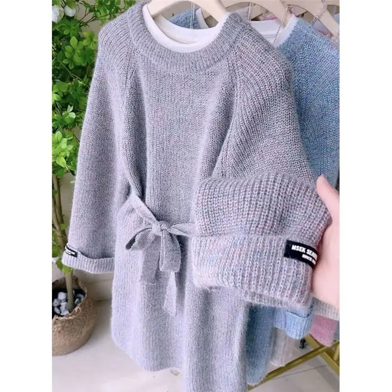 Knee Length Pullovers Woman Oversize Sweaters Jumpers Womend Distinctive Neckline Feature Collar Detail Elegant Refined Smart OL