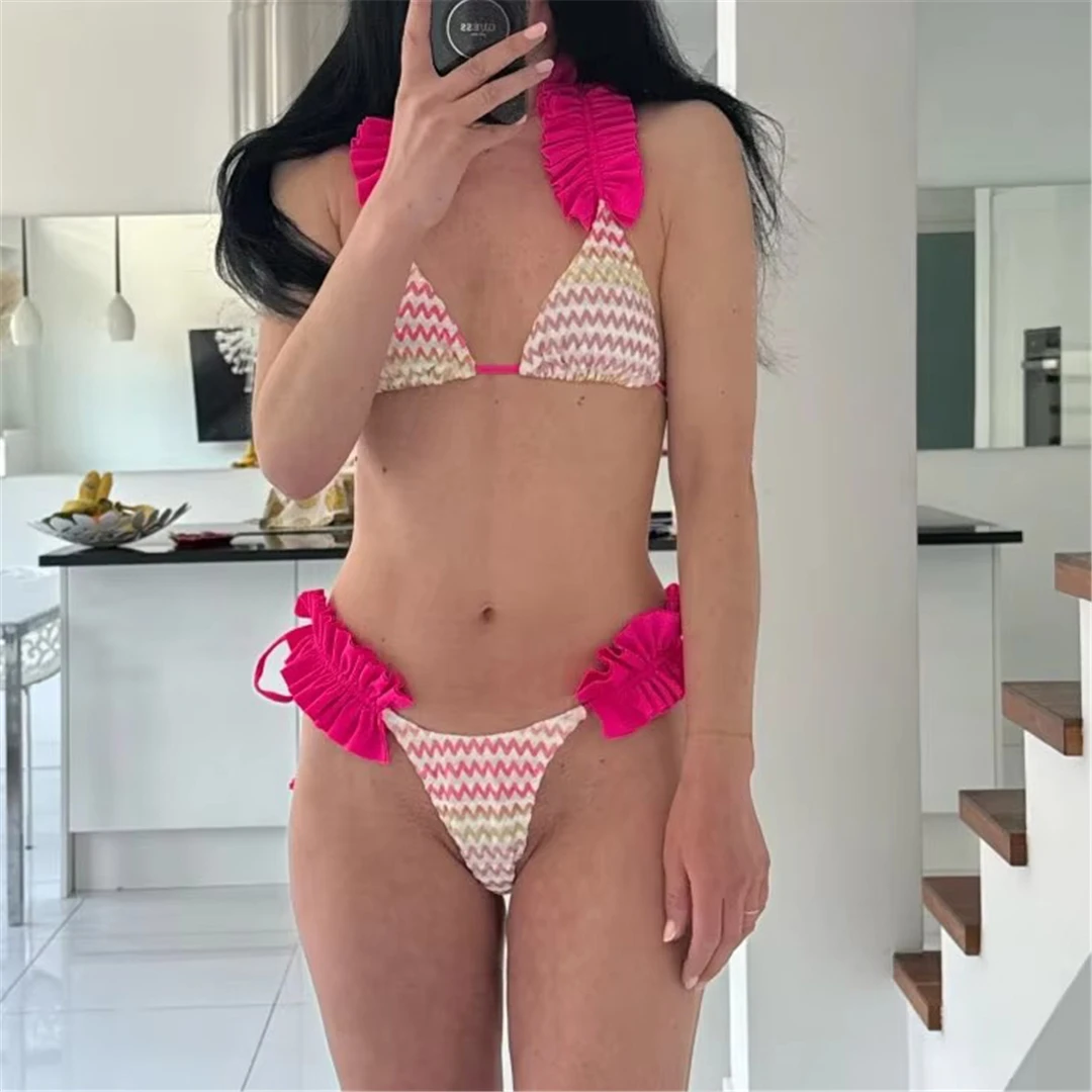 Mit Rock, gewelltem, gerüschtem Bikini, Damen-Badeanzug, Damen-Badebekleidung, dreiteiliges Bikini-Set, Badeanzug, Badebekleidung, Schwimmanzug V5235 – Detail 24