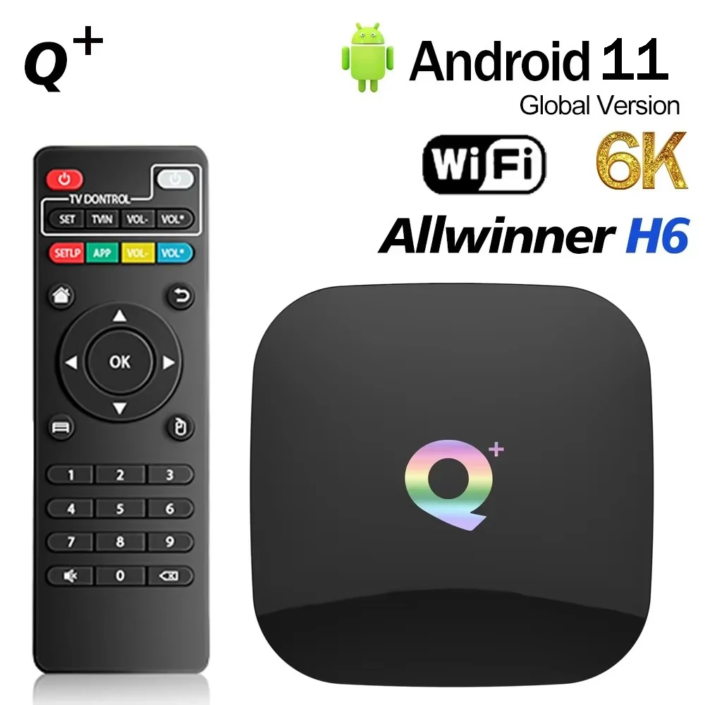 Q Plus Smart TV Box Android 11.0 TV Box 4GB RAM 64GB ROM 6K H.265 USB Allwinner H6 Top Box