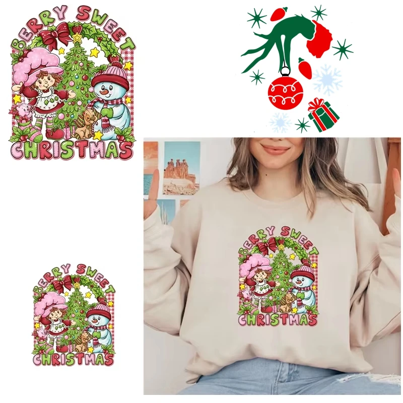 

Cartoon Berry Christmas Heat Transfer Iron on Stickers DTF Heat Transfer Christmas DTF Print Ready To Press For Clothing