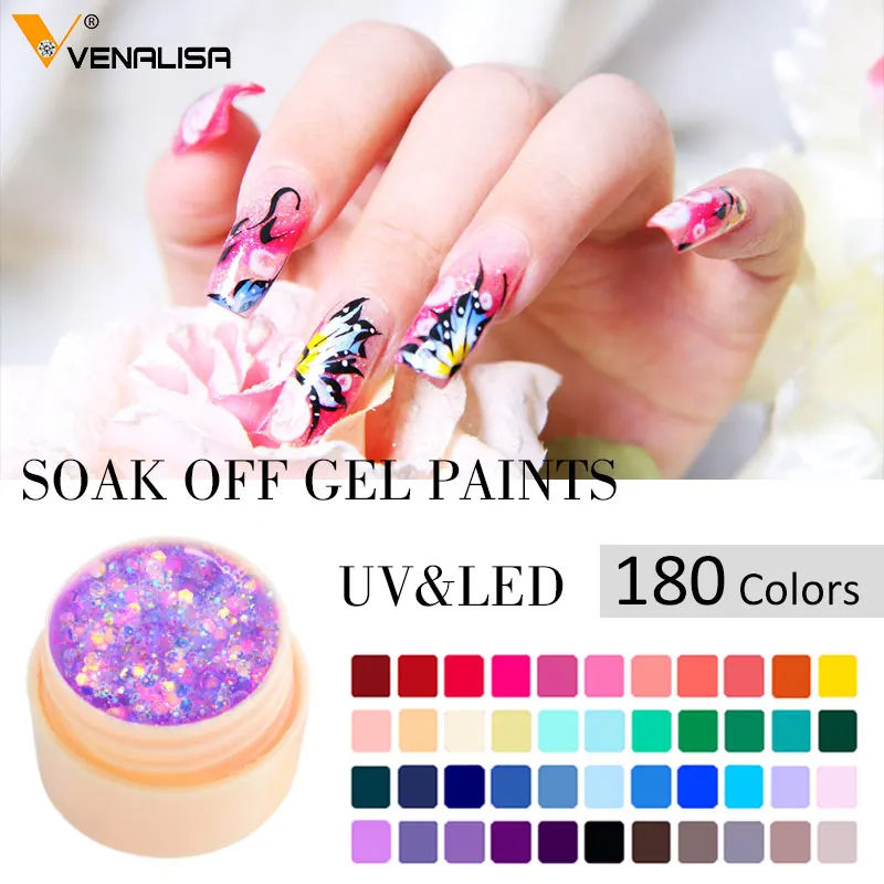 VENALISA-esmaltes semipermanentes para manicura, esmalte de uñas semipermanente de Color rojo con purpurina, pintura de Gel UV, laca de Gel con