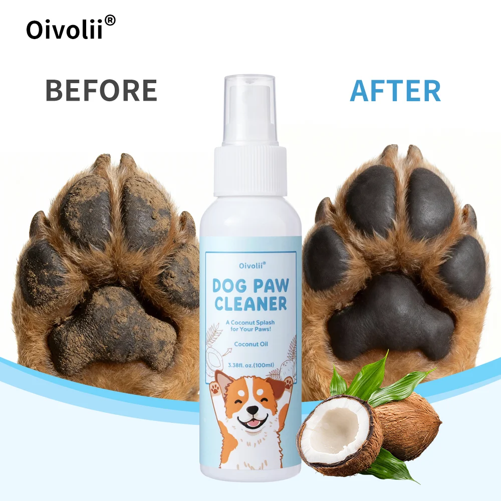 Spray Limpiador de Patas para Perros, Fórmula a Base de Coco, Sin Alcohol, Secado Rápido, Hidratante, Cuidado de Patas para Perros y Gatos
