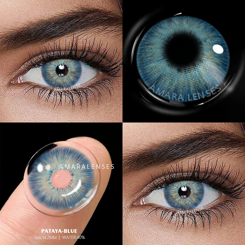 AMARA 1Pair Myopia Colored Contact Lenses for Eyes Lenses with Diopters Prescription Fashion Lenses Gray Eyes Lens Yearly Use