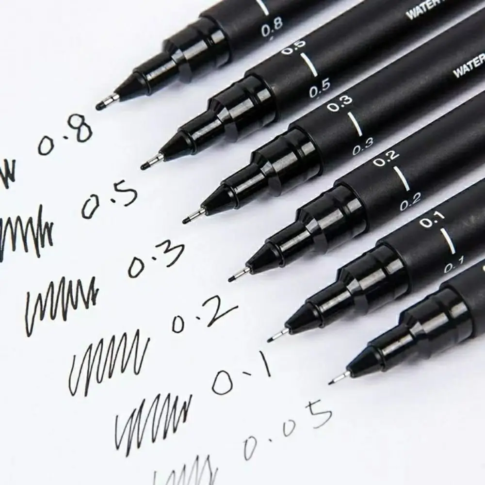 

1 шт., ручка для рисования Fineliner Ultra Fine Line Art Marker, черные чернила 005 01 02 03 05 08 микрон, ручка для рисования, пигментная ручка для рисования