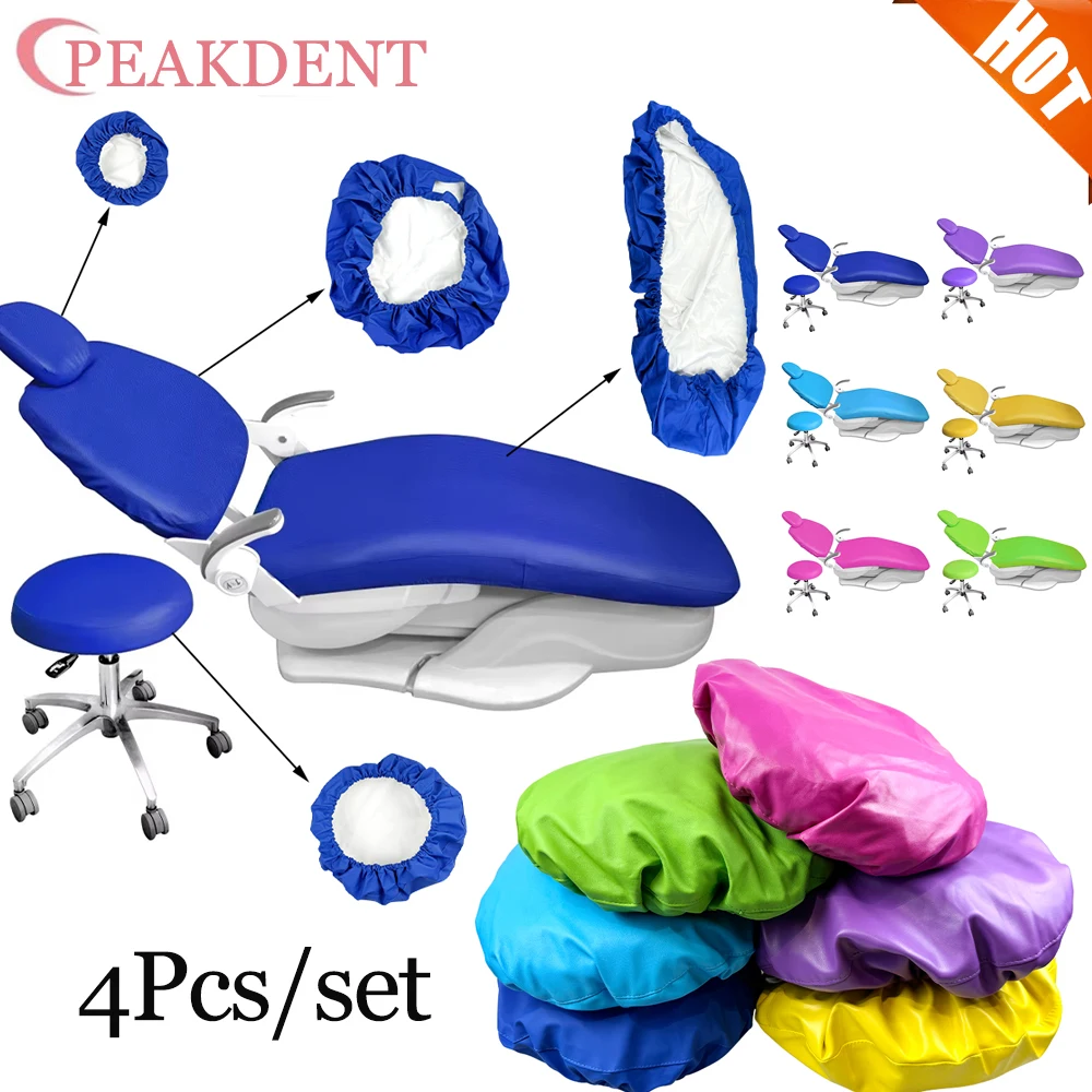 

4Pcs/Set Dental Chair Seat Cover Unit PU Leather Elastic Waterproof Protective Protector Case Dentistry Seat Cover Lab Equipment