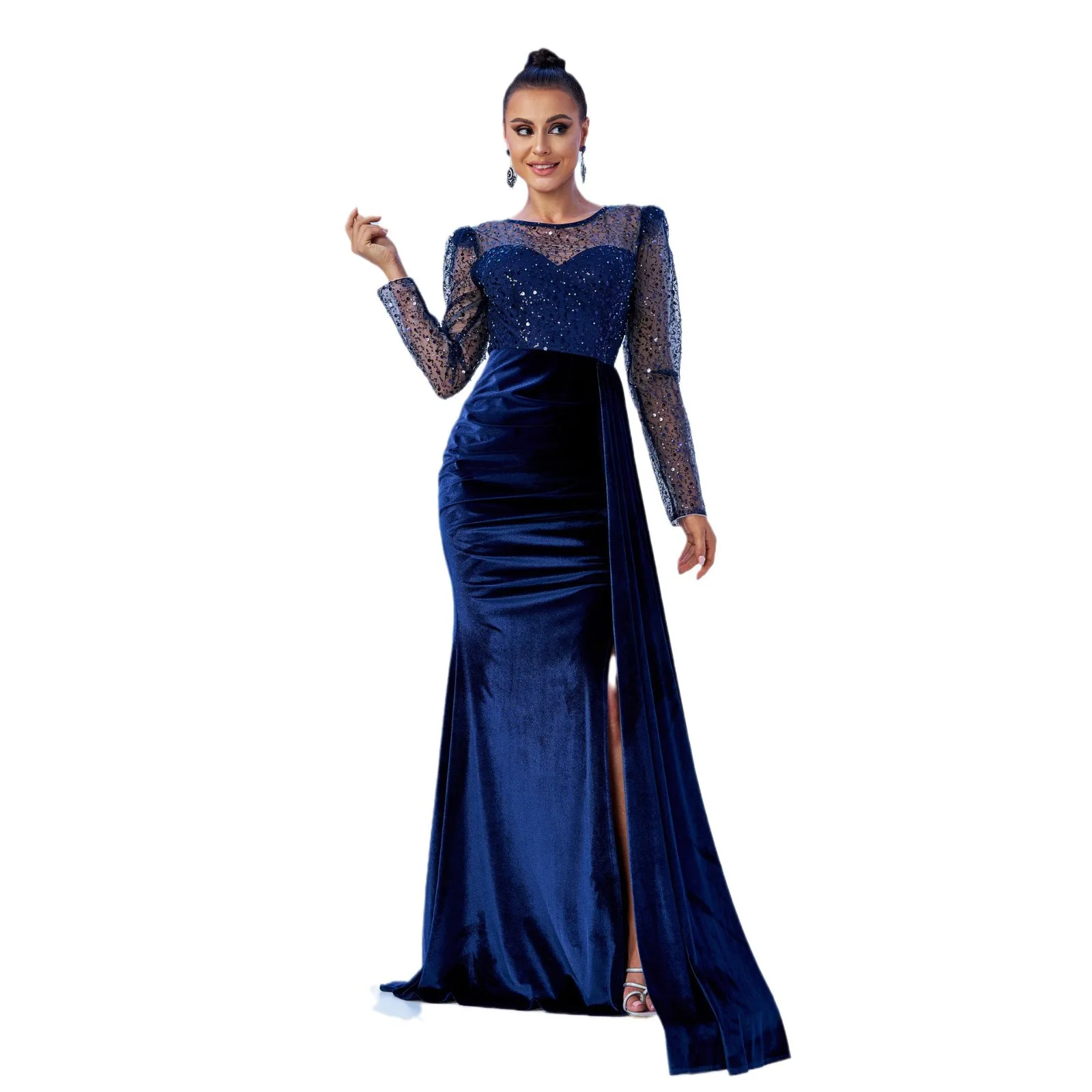 

Ele Long Sve Русалка Dr Вечернее платье на день рождения Сексуальное платье с блестками для свадебной церемонии Горничные платья с высокой талией Slim Fit