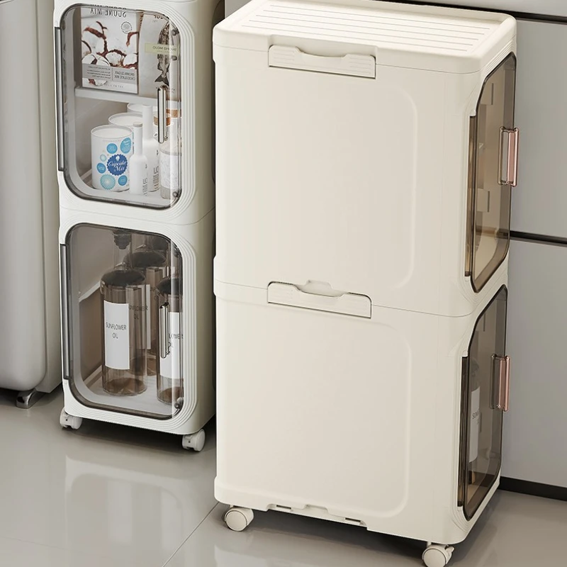 Household bathroom narrow seam storage cabinet, multifunctional foldable with wheels, dust-proof and crevice storage cabinet image 5