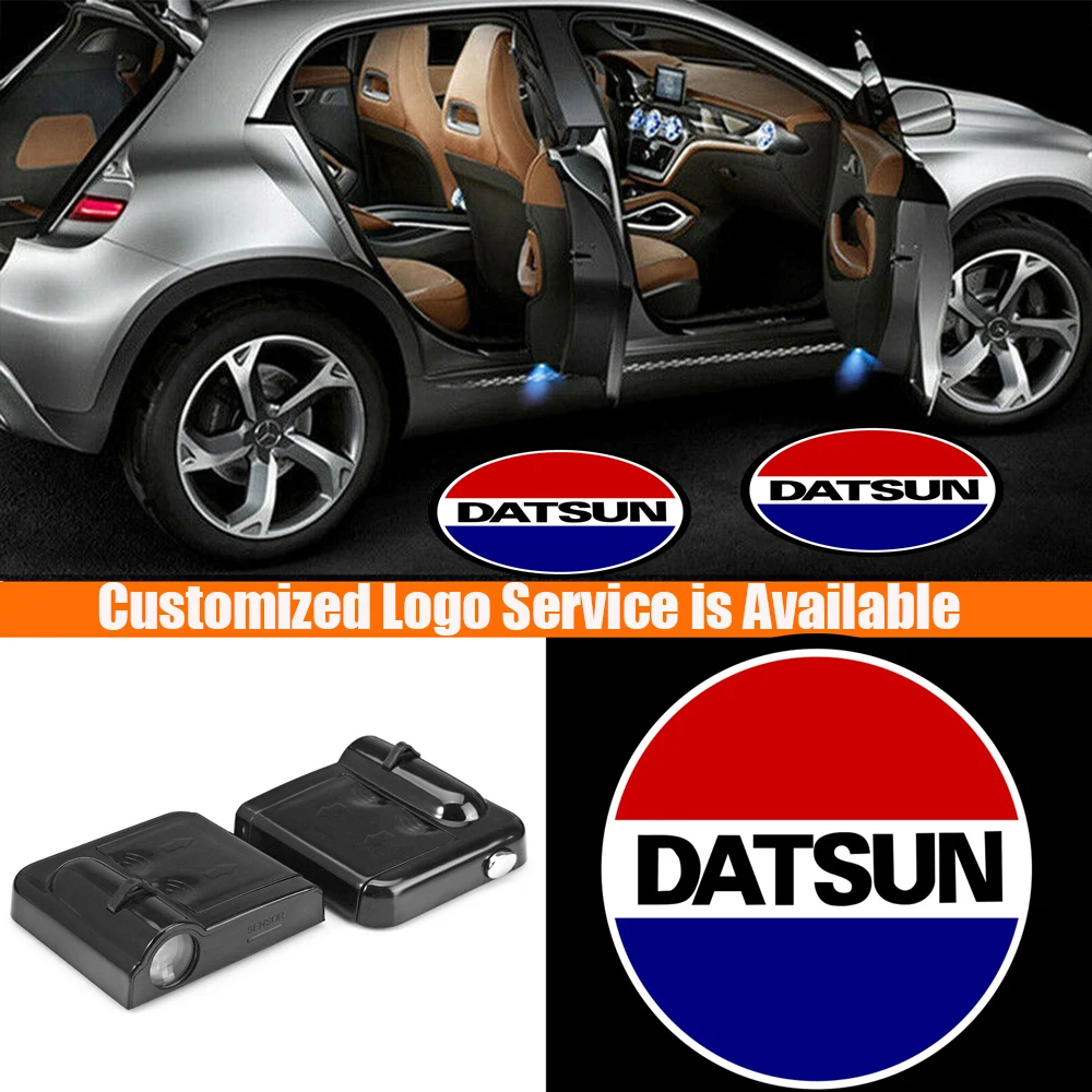 Wireless 2x LED Car Door DATSUN Lights Projector Welcome Shadow Lights for Datsun