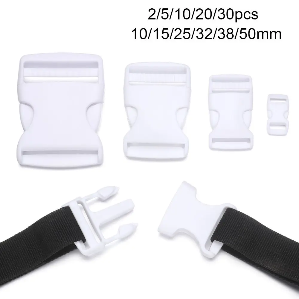 6 sizes Plastic White Bag Strap Webbing Curved Buckle Backpack Belt Parts Side Release Buckles Paracord Bracelet Lock