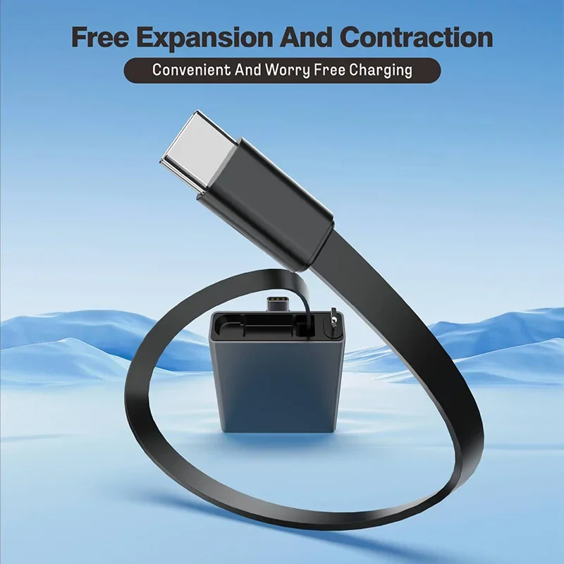 Retractable USB Cable Type C 60W PD Fast Charging for iPhone 17 16 15 14 13 for Samsung Mobile Phone Laptops Charger Cord
