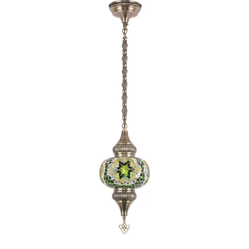 Bronze Turkish pendant lights restaurants cafes hotels Thai-style coloured glass chandeliers pendant lamps fixtures
