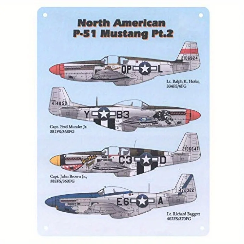 Dekorative Schilder & Plaketten Casufay Fighter North American P51 Metall-Blechschild Vintage Küchendekoration Schilder Landhaus Heimwanddekoration